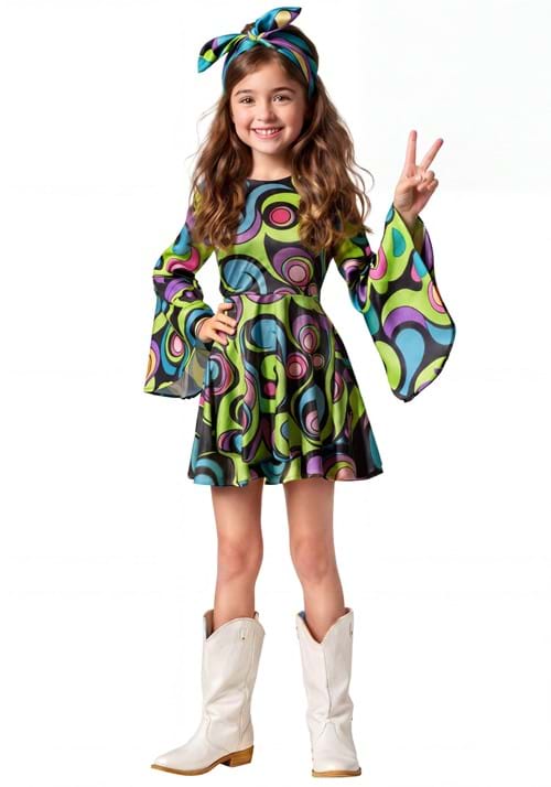 Girl's Trendy Waves Hippie Costume