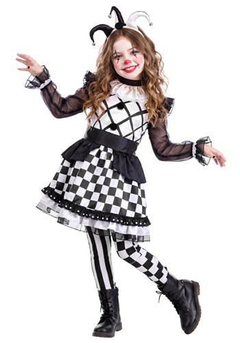 Girls Wicked Black Jester Costume