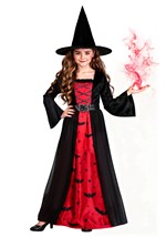 Girls Batty Red Witch Dress Costume Alt 1