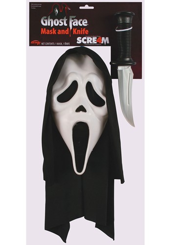 Adult Ghost Face Mask and Knife Costume Kit