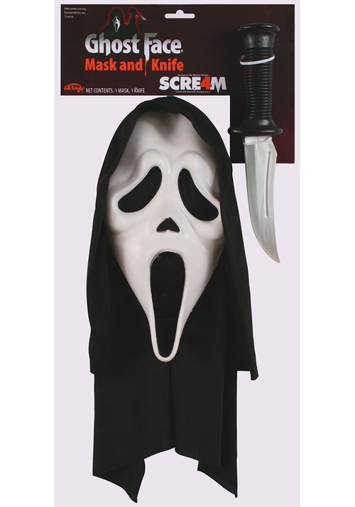 Adult Ghost Face Mask and Knife Costume Kit