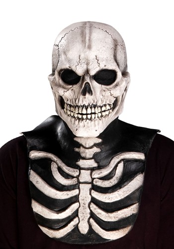 Adult White Skull and Bones Costume Overhead Mask