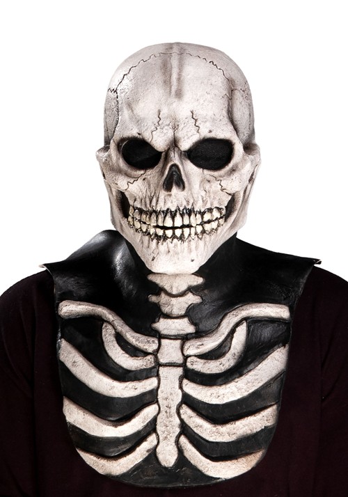 Adult White Skull and Bones Costume Overhead Mask
