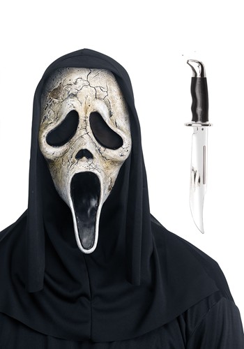 Adult Ghost Face Aged Mask Knife Costume Kit