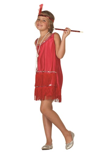 Girls Deluxe Red Flapper Costume