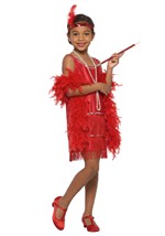 Girls Red DELUXE FLAPPER Costume Alt 2