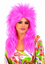 Womens 80s Punk Rocker Pink Wig