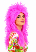 Womens 80s Punk Rocker Pink Wig Alt 1
