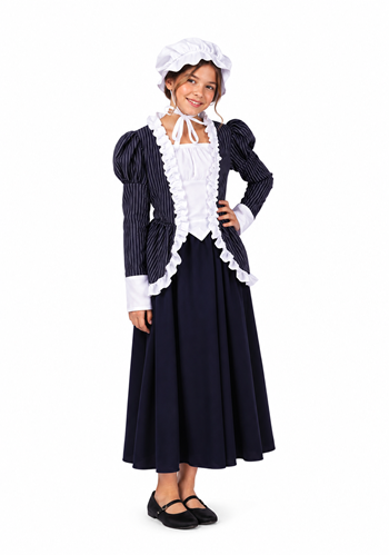 Girls Colonial Peasant Pinstriped Costume Dress