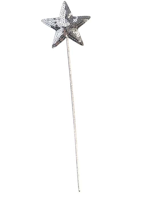 16 Inch Silver Sequin Star Wand Accessory
