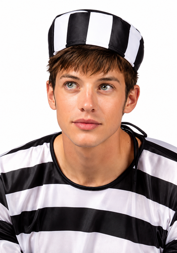 Adult Black White Classic Convict Costume Hat