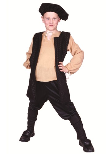 Boys Black Vest Renaissance Costume