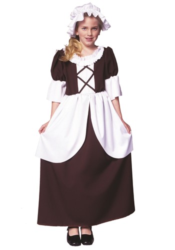 Girls Brown Colonial House Maid Dress Costume