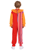 Kids Striped Orange Red Clown Costume Alt 1