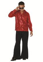 Plus 70s Disco Red Inferno Sequin Costume Shirt