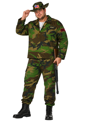 Plus Size Jungle Uniform Commando Costume 1