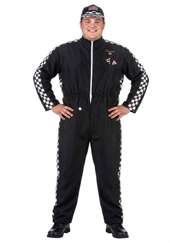 Plus Size Black Car Racer Costume Jumpsuit for Men