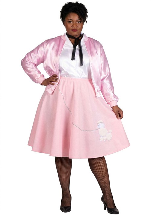 Plus Size Pink 50s Poodle Skirt Costume for Women