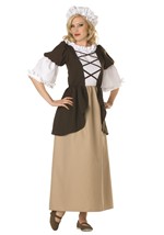 Plus Size Colonial Brown Costume Dress for Women