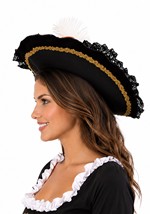 Adult Black Velvet Pirate Musketeer Hat Accessory Alt 1