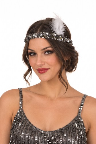 Flapper Sequin Silver Headband Accessory