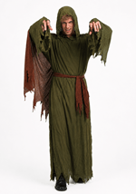 Mens Hooded Spooky Olive Robe Costume