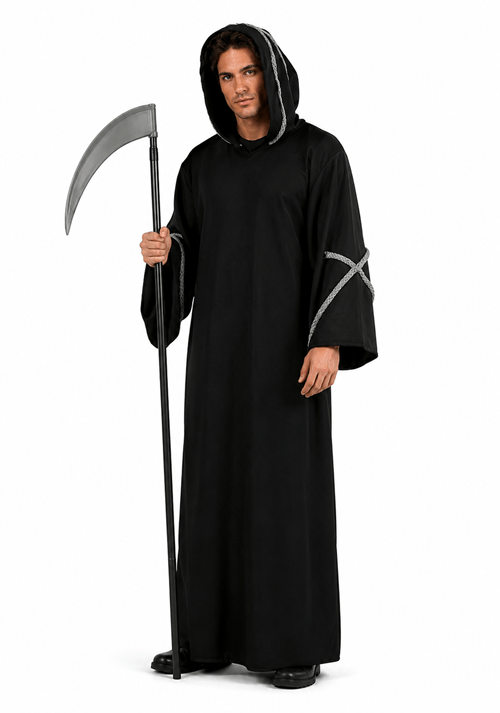Mens Black Gothic Hooded Robe Costume