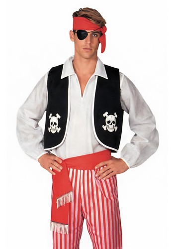 Adult Black Pirate Costume Vest Accessory