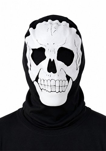 Adult Pullover White Skull Hood Accessory