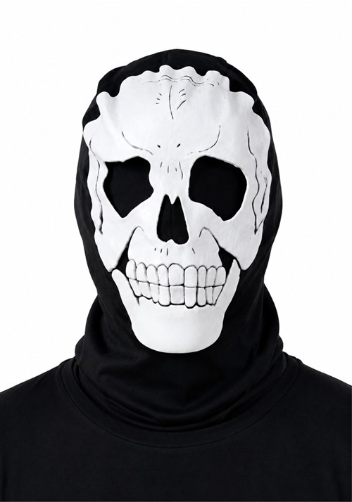 Adult Pullover White Skull Hood Accessory