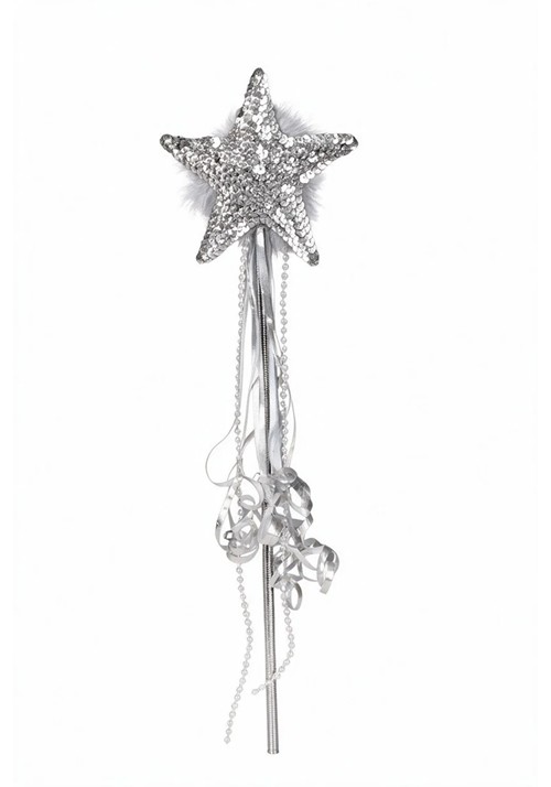 Fairy Sequin Silver Accessory Wand