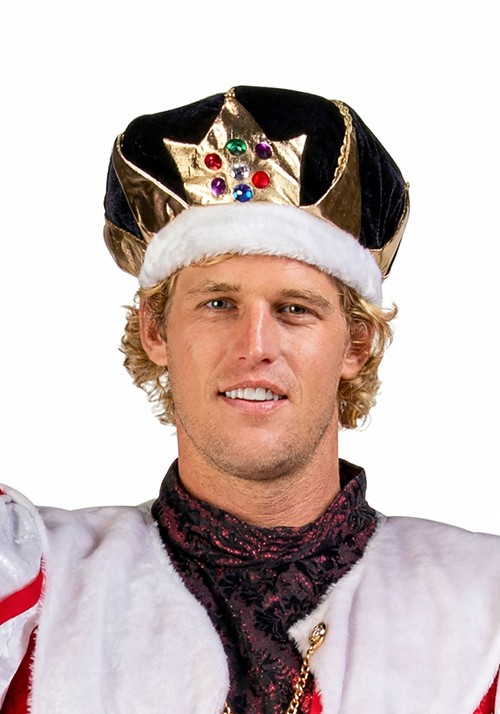 Adult Black Velvet King Costume Crown Accessory