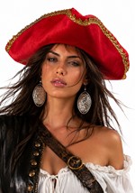 Adult Red Costume Pirate Hat with Lame Gold Trim