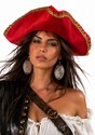 Adult Red Costume Pirate Hat with Lame Gold Trim