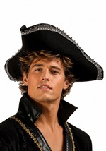 Adult Black Velvet Pirate Tricorn Costume Hat