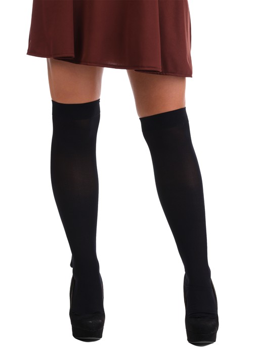 Womens Opaque Black Knee Highs Stockings