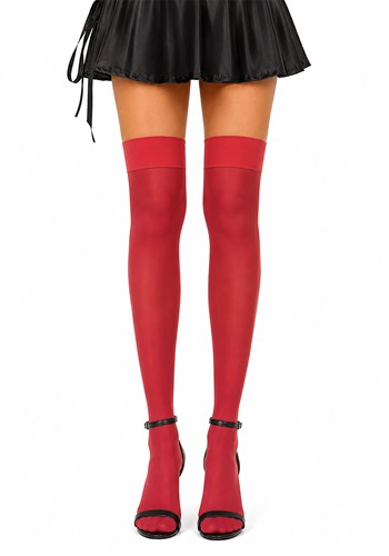 Womens Opaque Red Knee High Stockings
