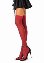 Womens Opaque Red Knee High Stockings Alt 1