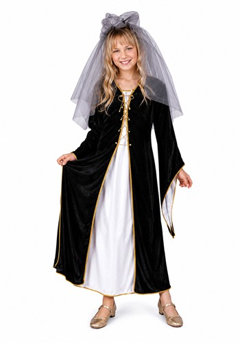 Girls Medieval Bride Black Dress Costume