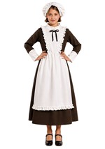 Kids Colonial Peasant Girl Olive Colored Costume Dress UPD
