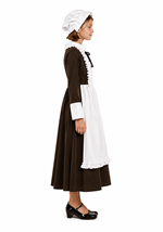 Child Colonial Peasant Girl Olive-Colored Costume Alt 1