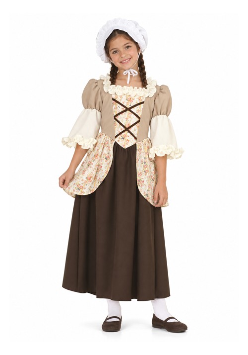 Child Colonial Bella Girl Khaki Costume Dress upd