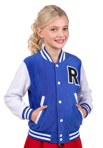 Kids Blue Letterman Jacket Costume Main 1