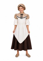 Kids Colonial Peasant Girl Brown Costume Dress