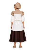 Kids Colonial Peasant Girl Brown Costume Dress Alt 1