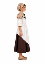 Kids Colonial Peasant Girl Brown Costume Dress Alt 2