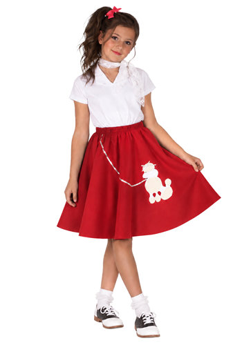 Kids Red Poodle Skirt with Shirt Costume