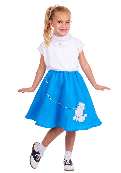Kids Blue Poodle Skirt with Shirt Costume