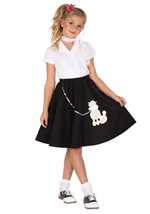 Kids Black Poodle Skirt with Shirt Costume