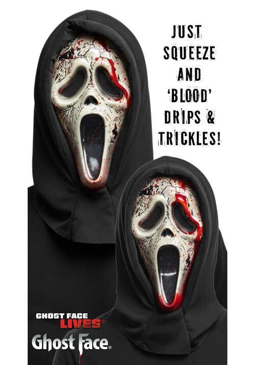 Adult Aged Ghost Face Costume Bleeding Mask